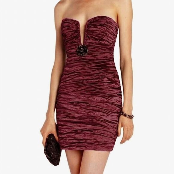 BCBGMaxAzria Dresses & Skirts - Host Pick! BCBG Ruby Red Tristina Low Cut Bandage Mini Sleeveless Dress Size 6